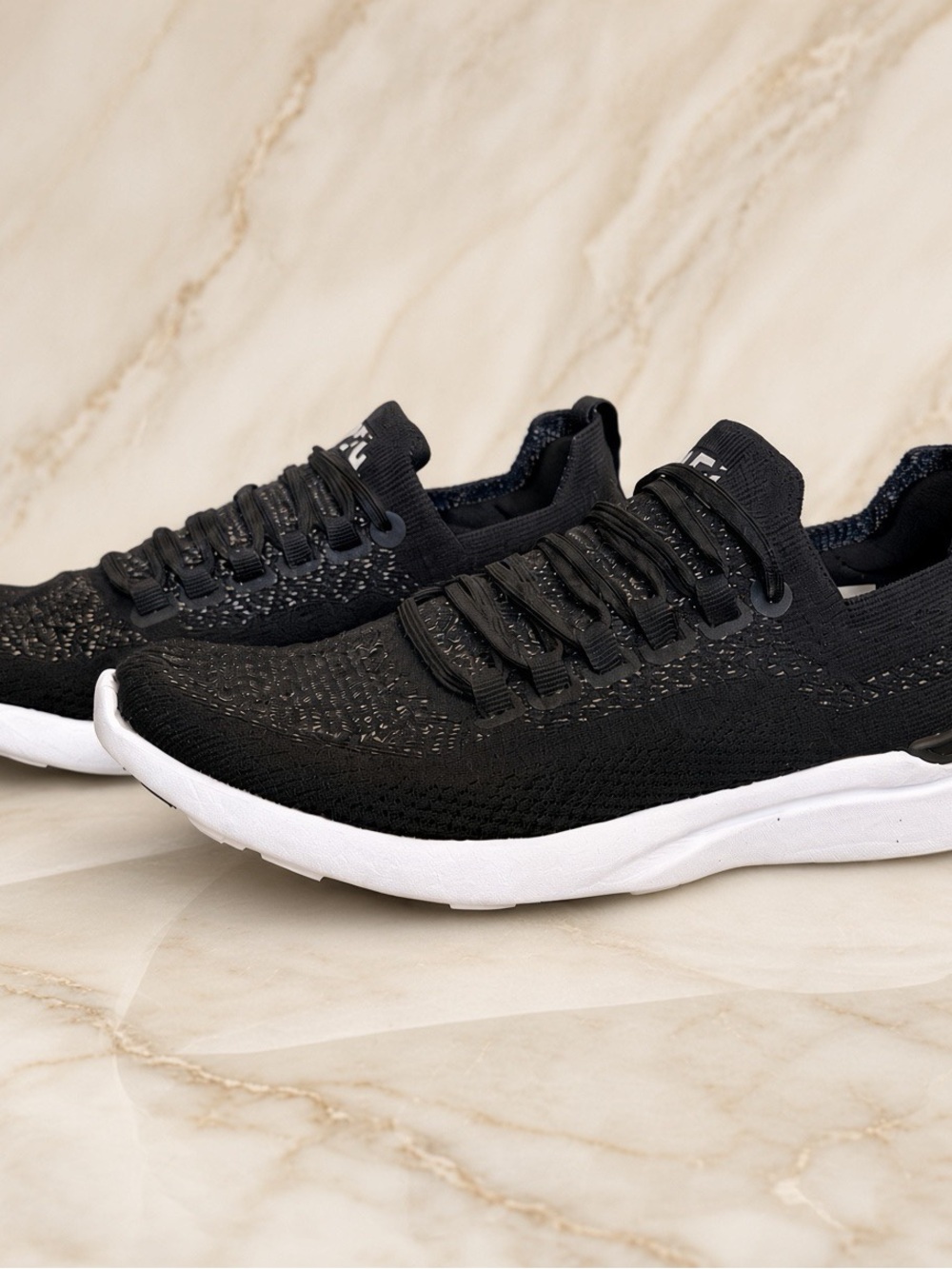 Women's Black Knit Athletic Sneakers - Lightweight Support